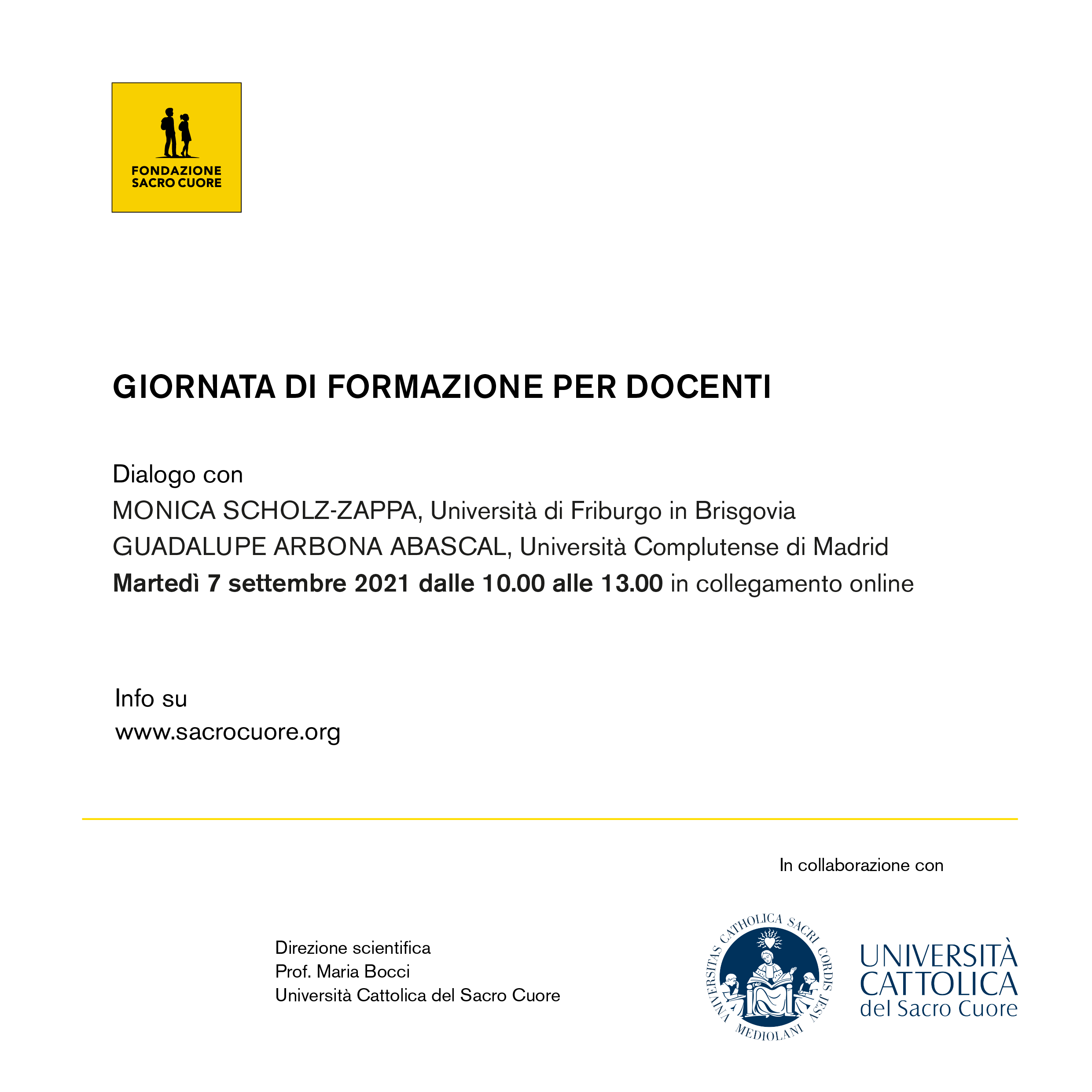 Fondazione Sacro Cuore Formazione docenti 2021 2